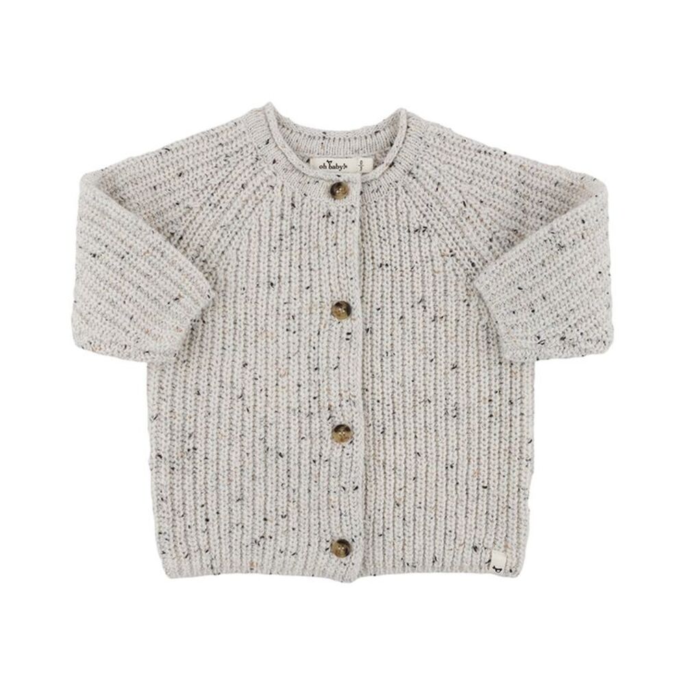 Oh Baby! Girls  Speckle Knit Grandpa Roll Neck Cardigan
